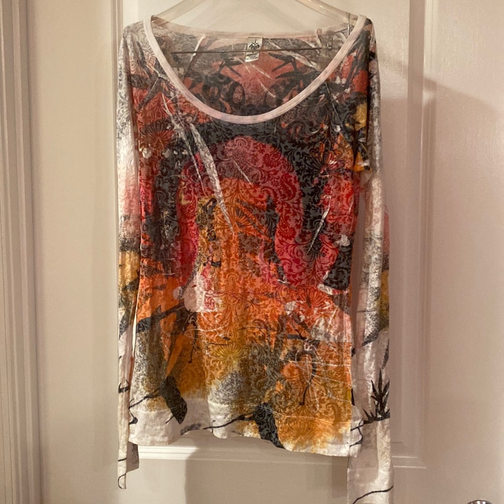 Prana boatneck long sleeve burnout tee